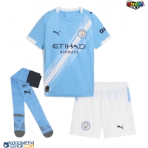 Otroški Nogometni dresi Manchester City Erling Haaland #9 Domači 2025-26 Kratek Rokav (+ Kratke hlače)